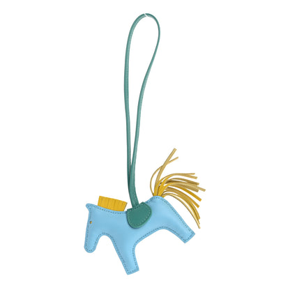 Hermes Milo Lambskin Grigri Rodeo Horse Bag Charm PM Bleu Celeste Lime Malachite 1 of 4