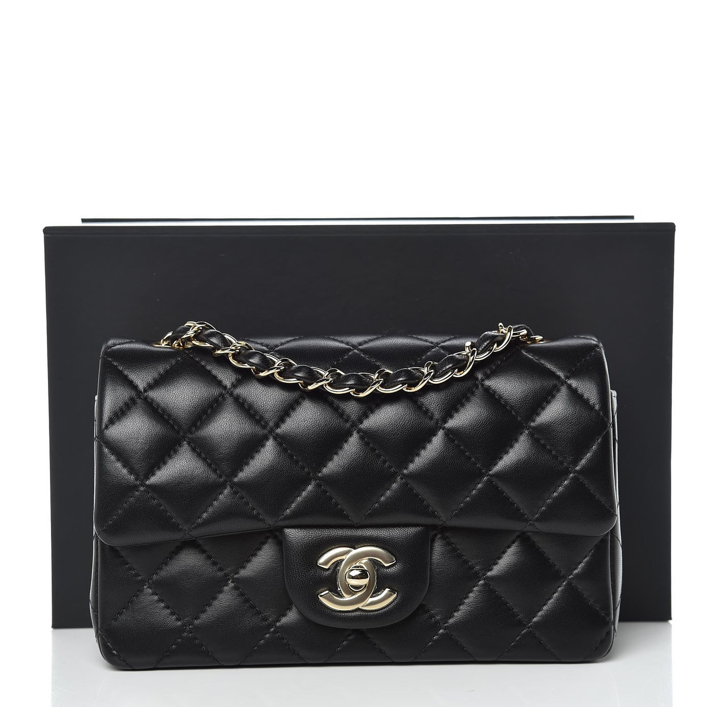 Lambskin Quilted Mini Rectangular Flap Black