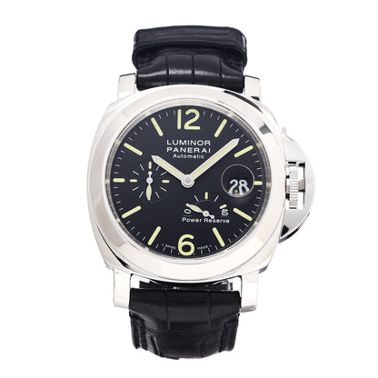 Panerai Stainless Steel Alligator 44mm Luminor 3 Day Power Reserve Automatic Watch Black PAM00090 1 of 7