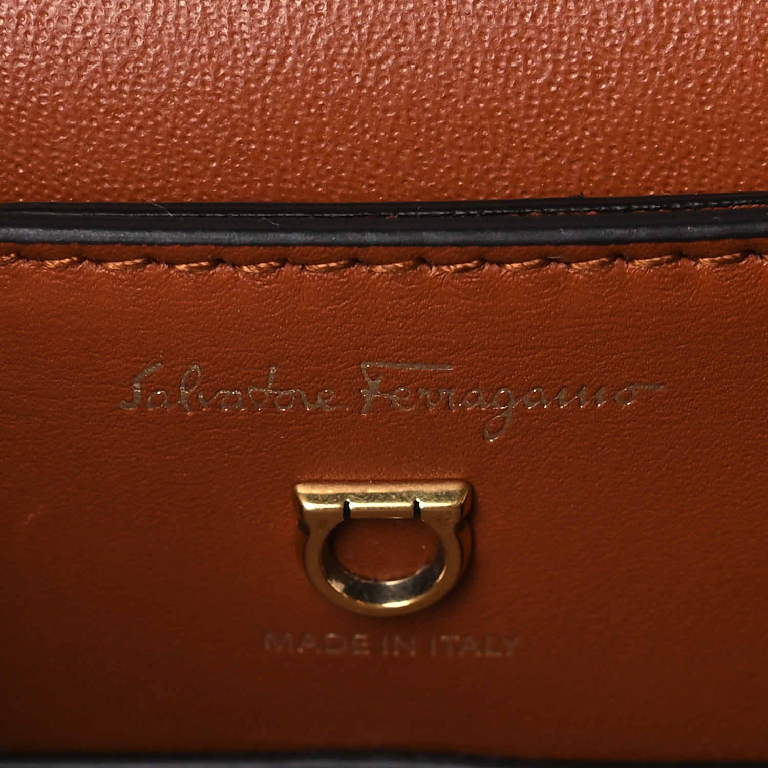 Salvatore Ferragamo Calfskin Trifolio Flap Bag Siena Tan 6 of 9