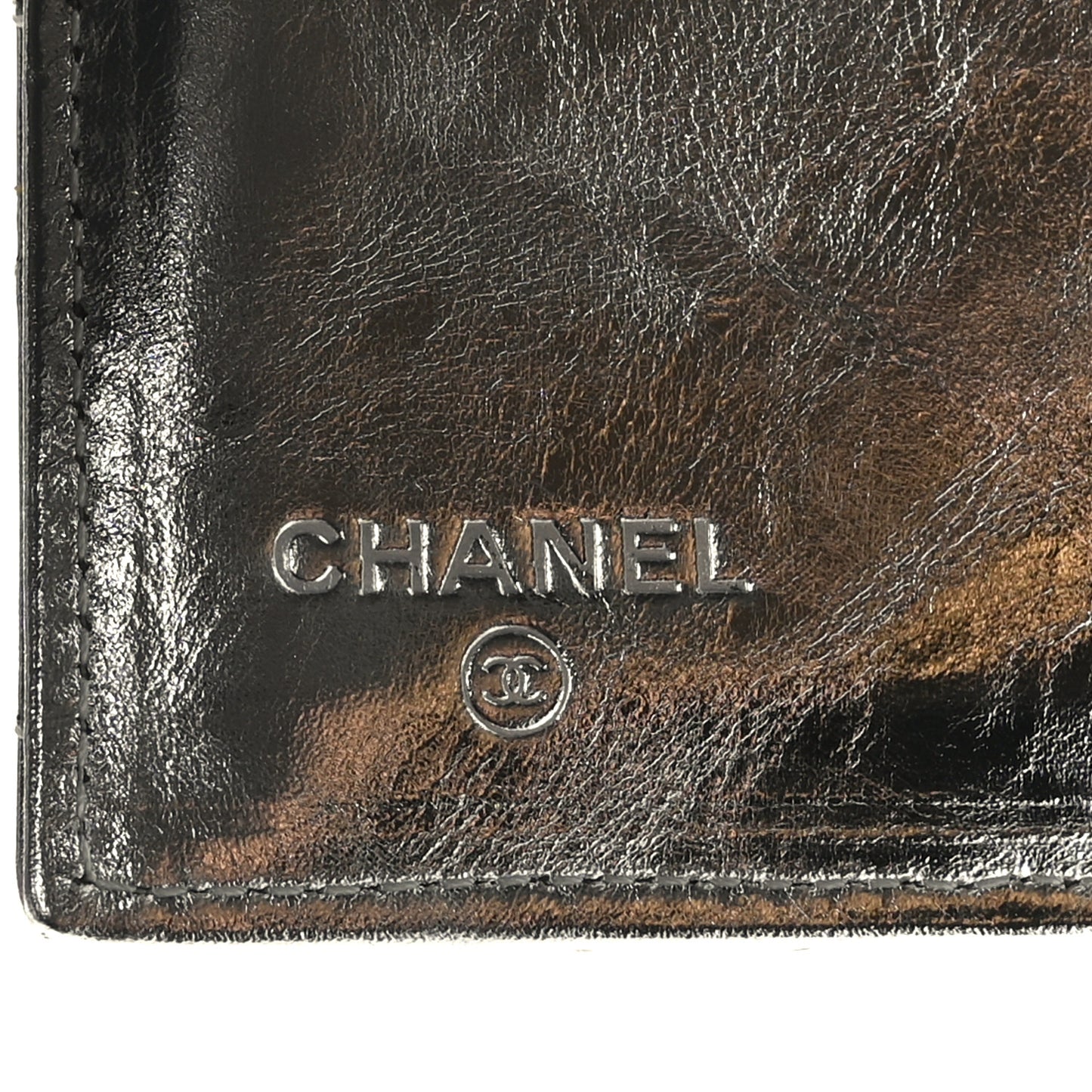 Metallic Aged Calfskin Quilted Reissue Long Flap Wallet Light Silver