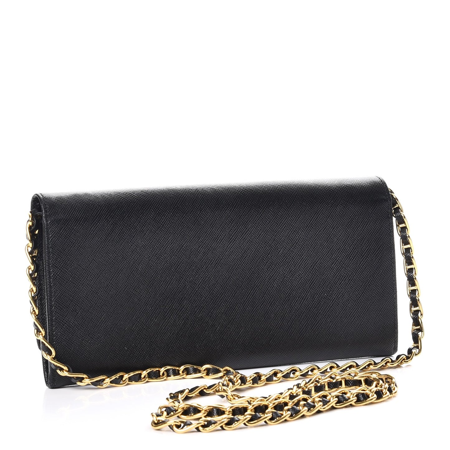 Saffiano Metal Oro Chain Wallet Nero Black