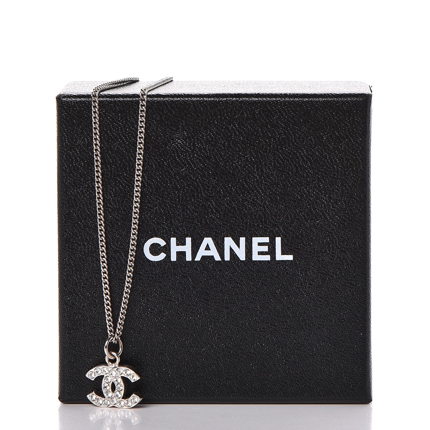 Chanel Crystal Timeless CC Necklace Silver 6 of 6