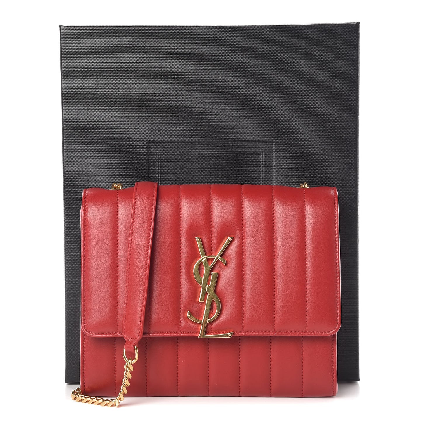 Lambskin Matelasse Monogram Vicky Chain Wallet Rouge Eros
