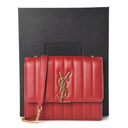 Saint Laurent Lambskin Matelasse Monogram Vicky Chain Wallet Rouge Eros 8 of 8