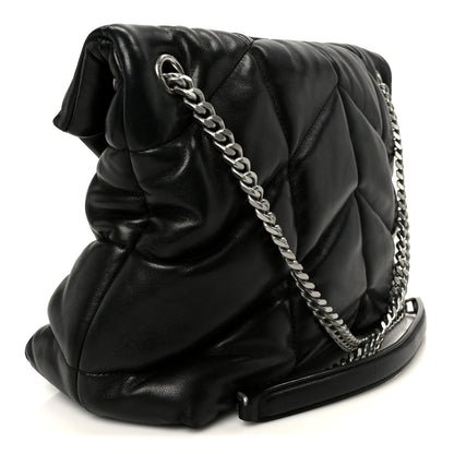 Saint Laurent Lambskin Quilted Medium Loulou Puffer Monogram Chain Satchel Black 3 of 11