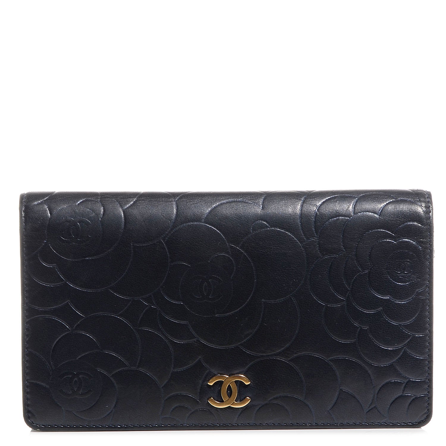 Chanel Lambskin Camellia Yen Wallet Black 1 of 8