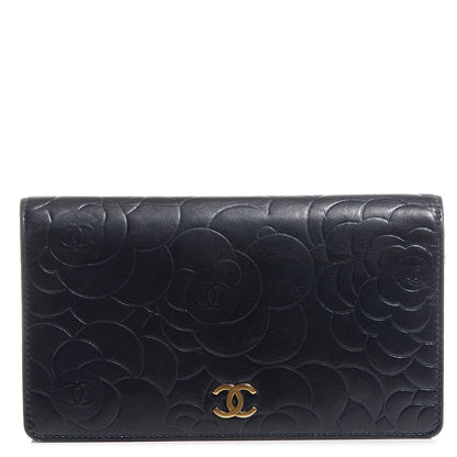 Chanel Lambskin Camellia Yen Wallet Black 1 of 8