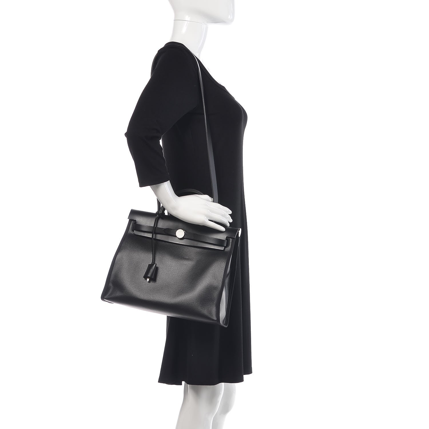 Hermes Toile H Berline Vache Hunter Herbag Zip PM 31 Black Ecru 2 of 11