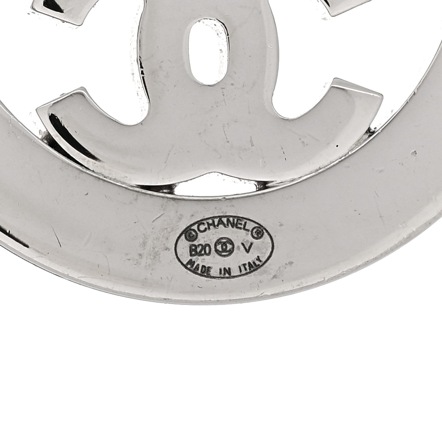 Chanel Crystal CC Round Earrings Silver 4 of 5