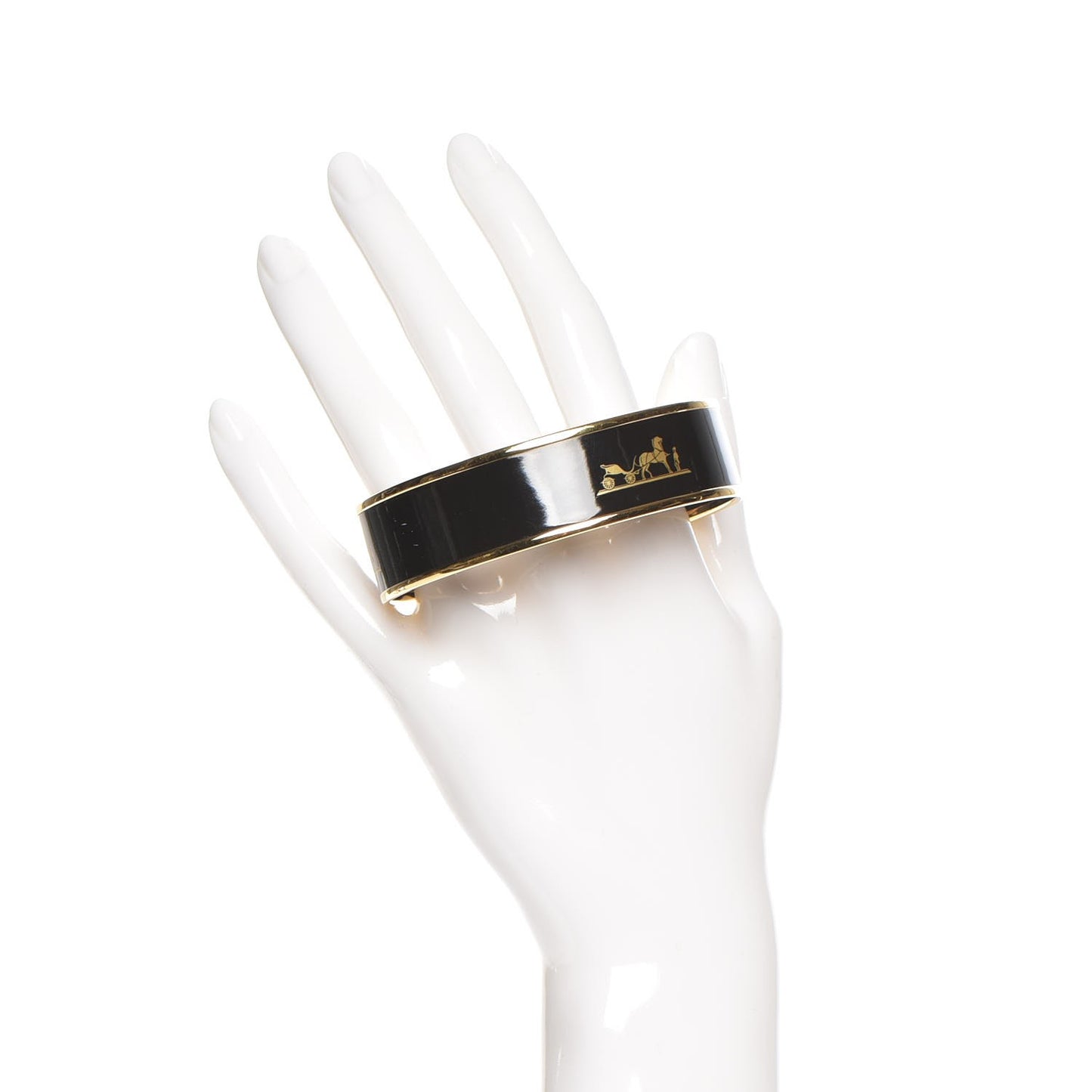 Enamel Printed Wide Caleche Bracelet 70 Black