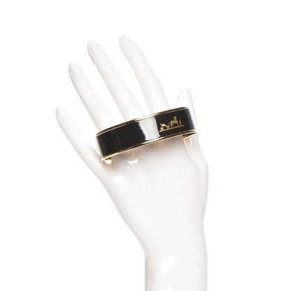 Hermes Enamel Printed Wide Caleche Bracelet 70 Black 2 of 6