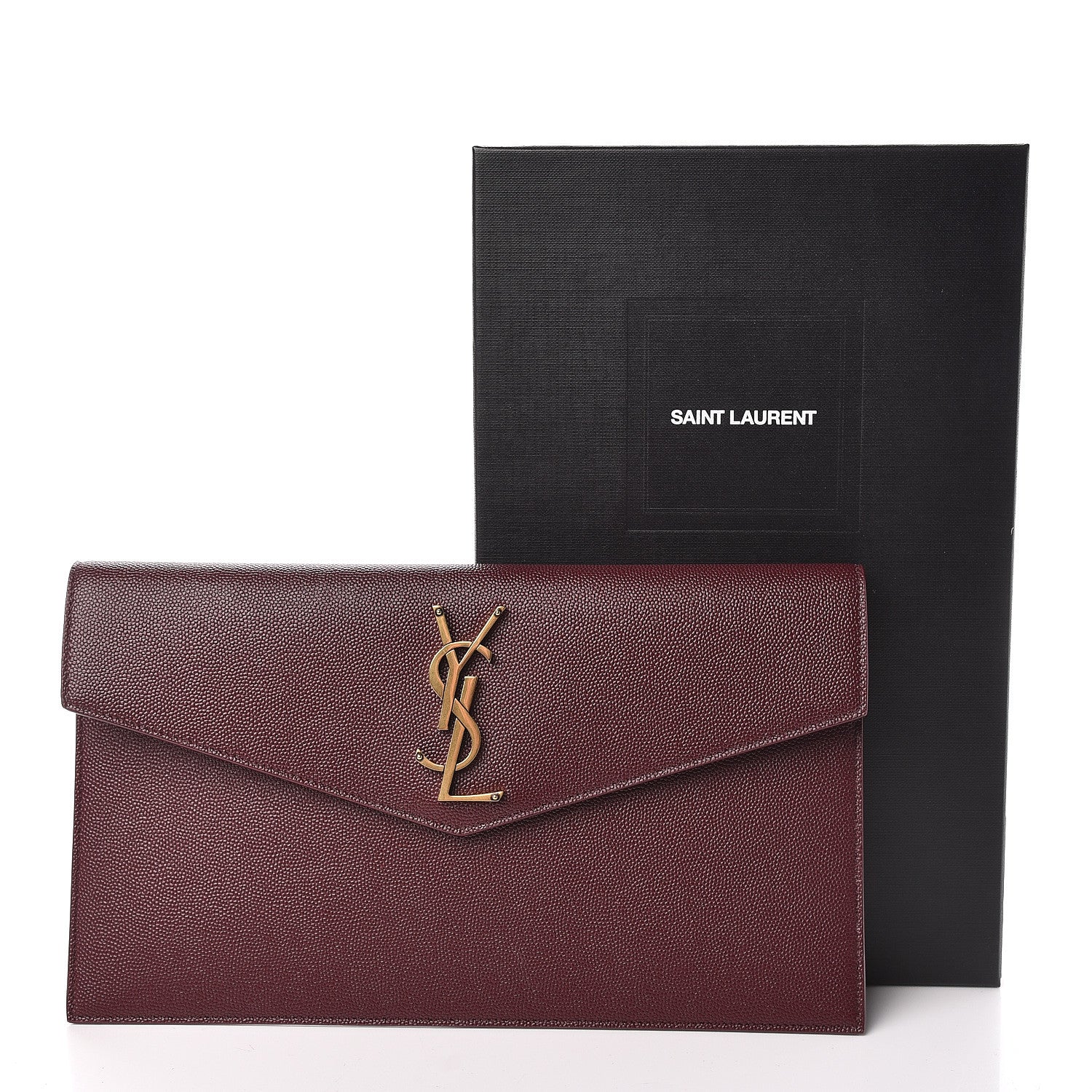 Saint Laurent Grain De Poudre Uptown Pouch Burgundy 7 of 7