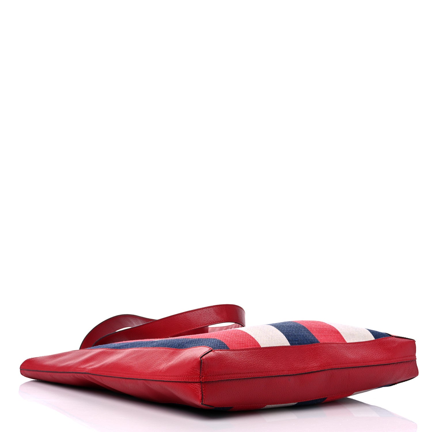 Gucci Canvas Calfskin Sylvie Stripe Logo Mens Tote Red White Blue 4 of 12