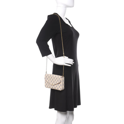 Louis Vuitton Damier Azur Pochette Felicie Chain Wallet Rose Ballerine 2 of 10
