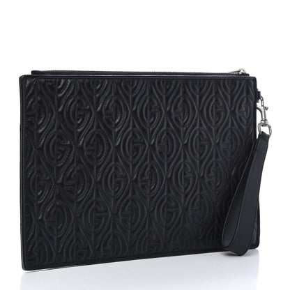 Gucci Calfskin G Rhombus Quilted Documents Holder Black 3 of 9