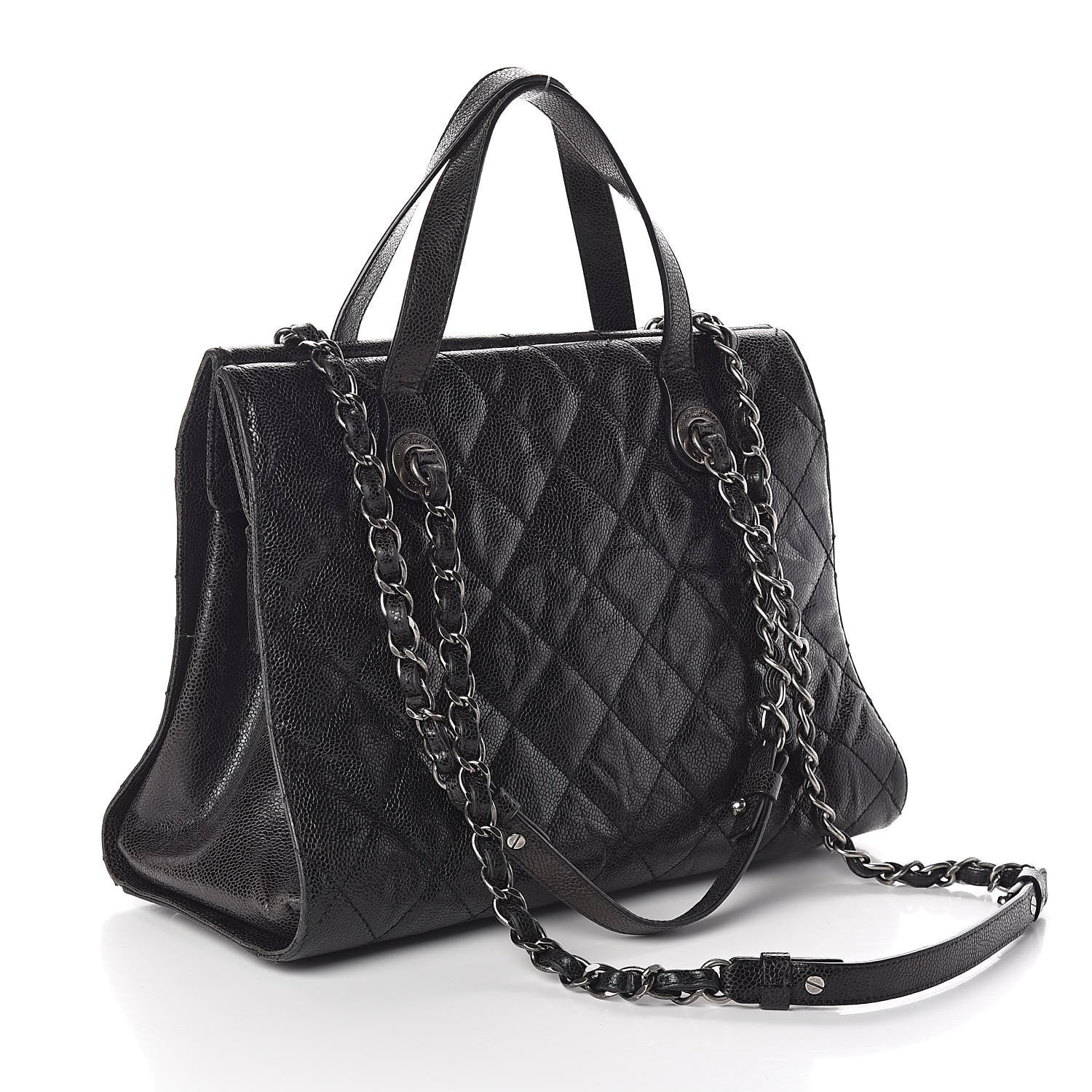 Chanel Crumpled Grained Calfskin Quilted CC Crave Tote Black 3 of 11
