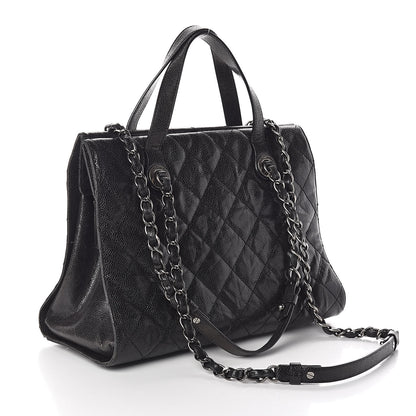 Chanel Crumpled Grained Calfskin Quilted CC Crave Tote Black 3 of 11