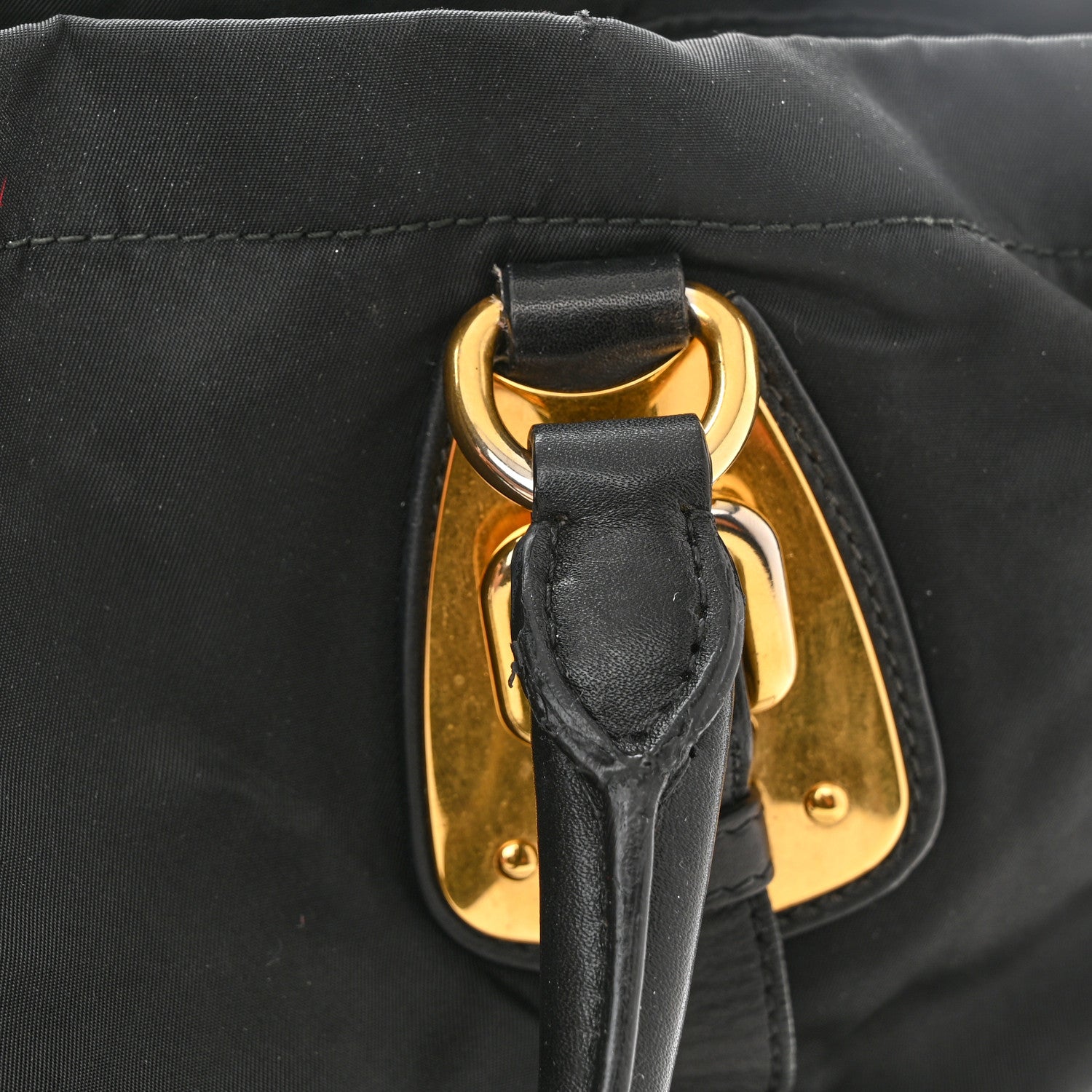 Prada Tessuto Nylon Soft Calfskin Shopping Satchel Black 11 of 14