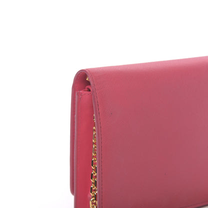 MCM Saffiano Studded Wallet On Chain Pink 9 of 10