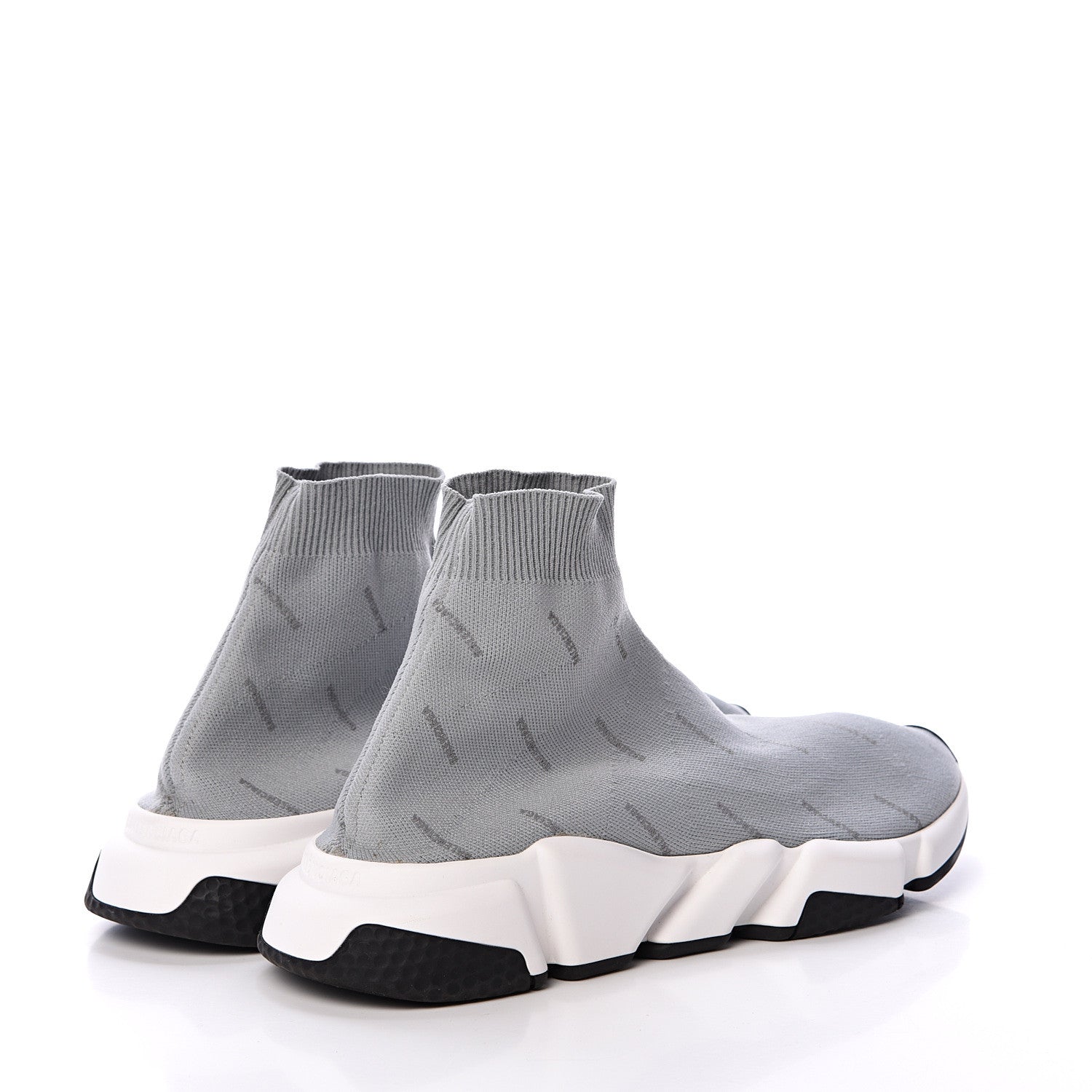 Balenciaga Neoprene Knit Allover Logo Mens Speed Sneakers 42 Grey 4 of 7