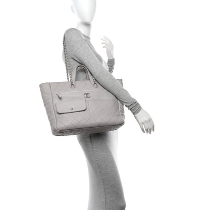 Chanel Calfskin Quilted Ultra Pocket Shopping Tote Grey 2 of 16