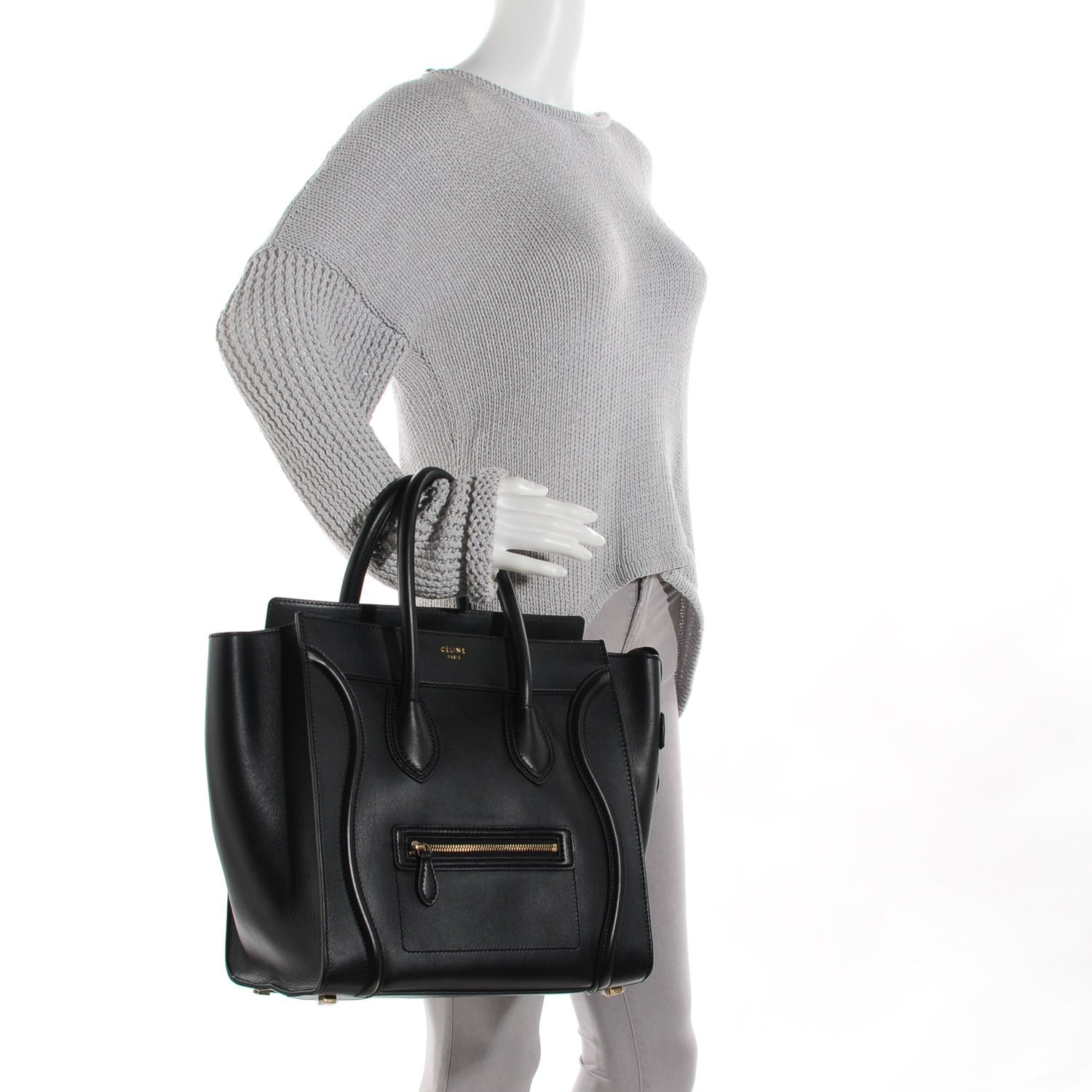 Celine Smooth Calfskin Mini Luggage Black 2 of 8