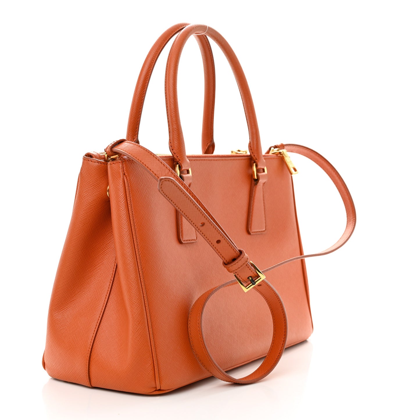 Saffiano Small Galleria Double Zip Tote Papaya