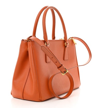 Prada Saffiano Small Galleria Double Zip Tote Papaya 3 of 12