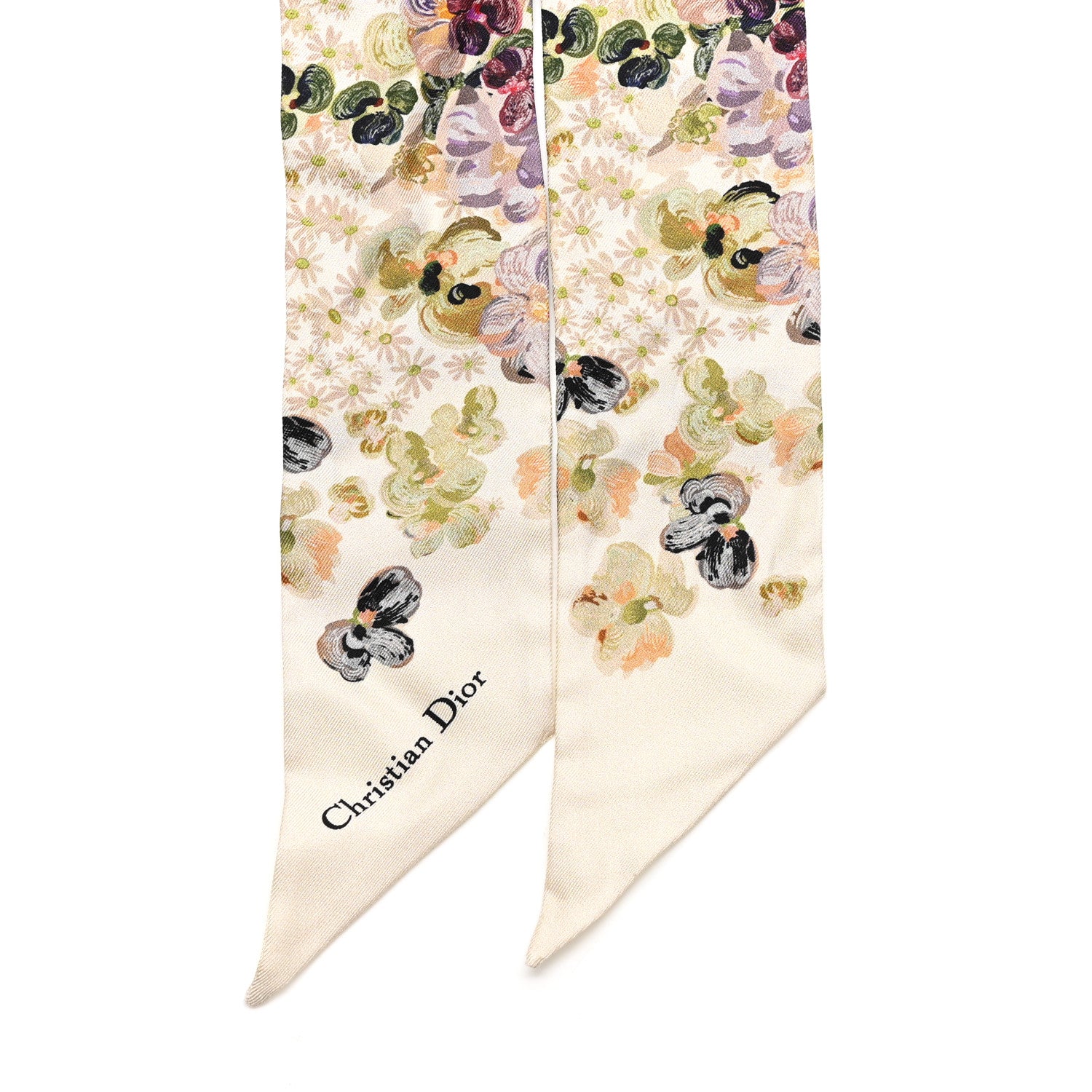 Christian Dior Silk Twill D-Floral Mitzah Scarf White 2 of 5