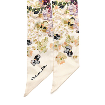Christian Dior Silk Twill D-Floral Mitzah Scarf White 2 of 5