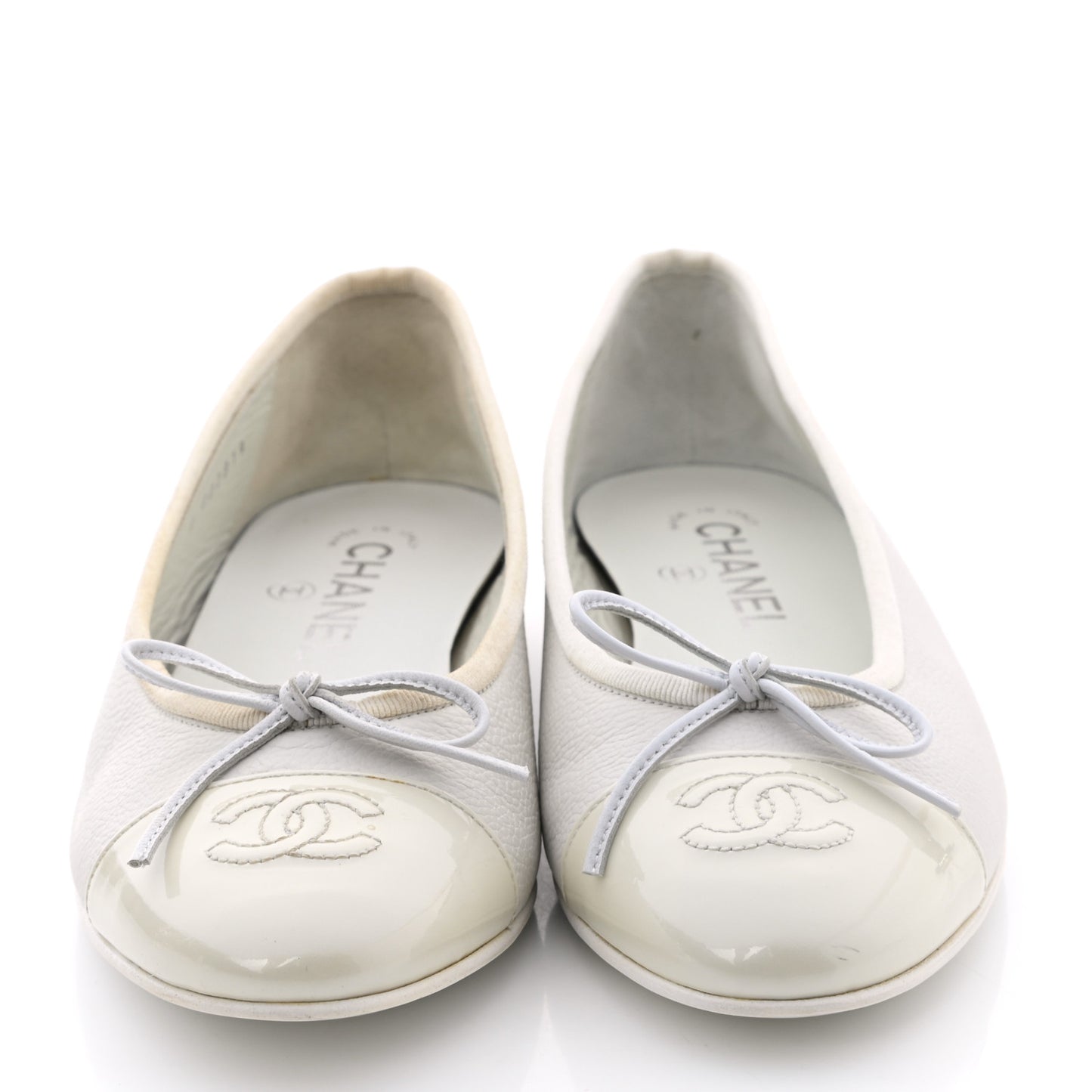 Calfskin Cap Toe CC Ballerina Flats 37.5 White