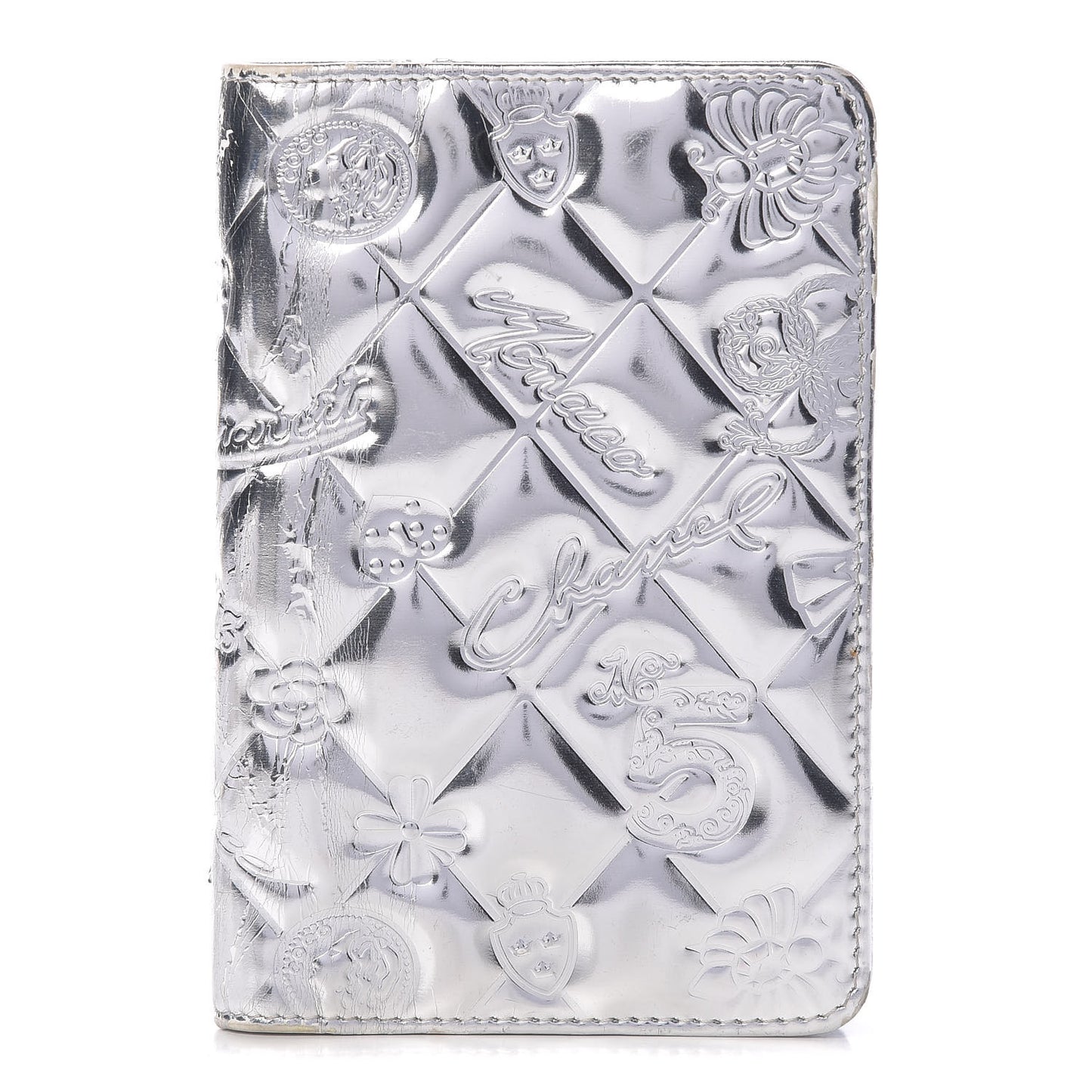 Metallic Patent Lucky Symbols Agenda Cover Silver