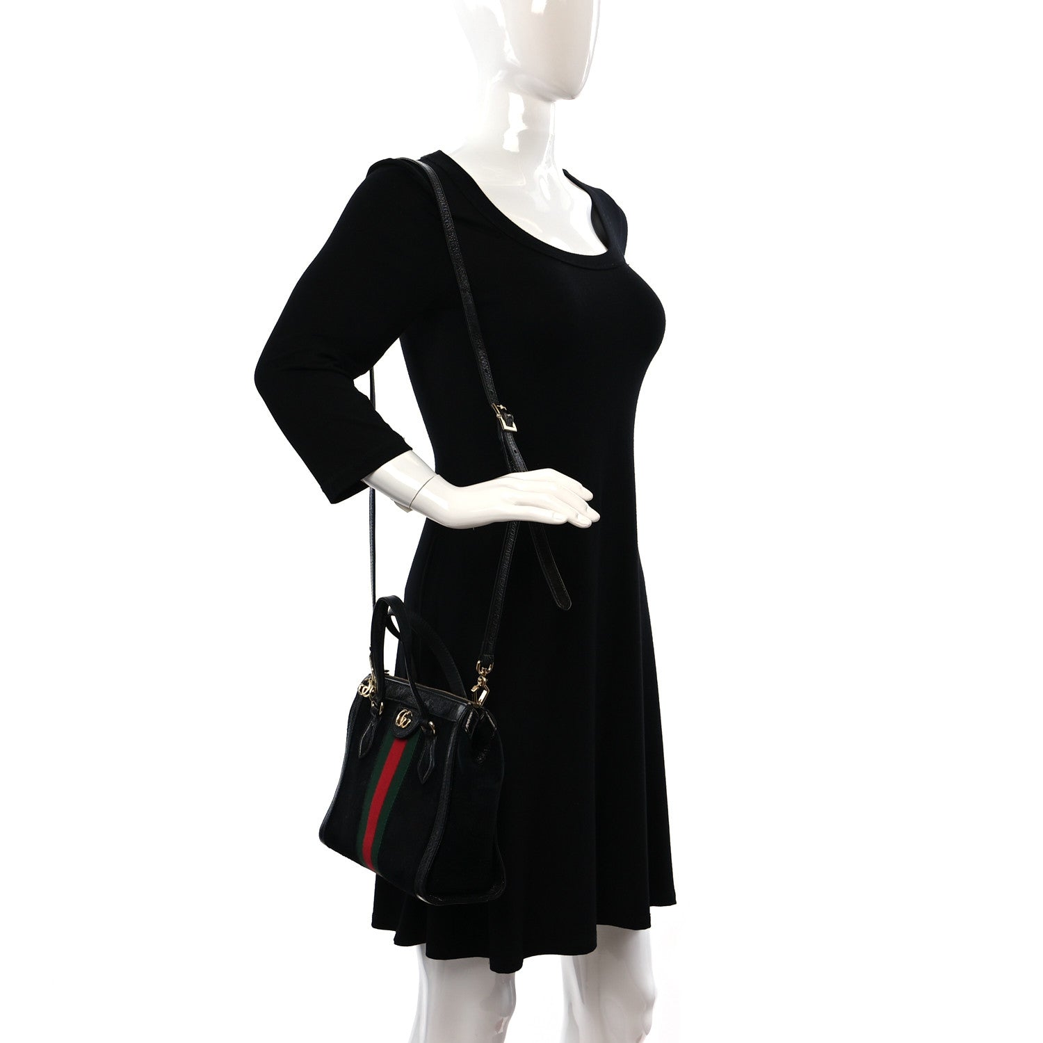 Gucci Suede Patent GG Web Small Ophidia Tote Bag Black 2 of 12