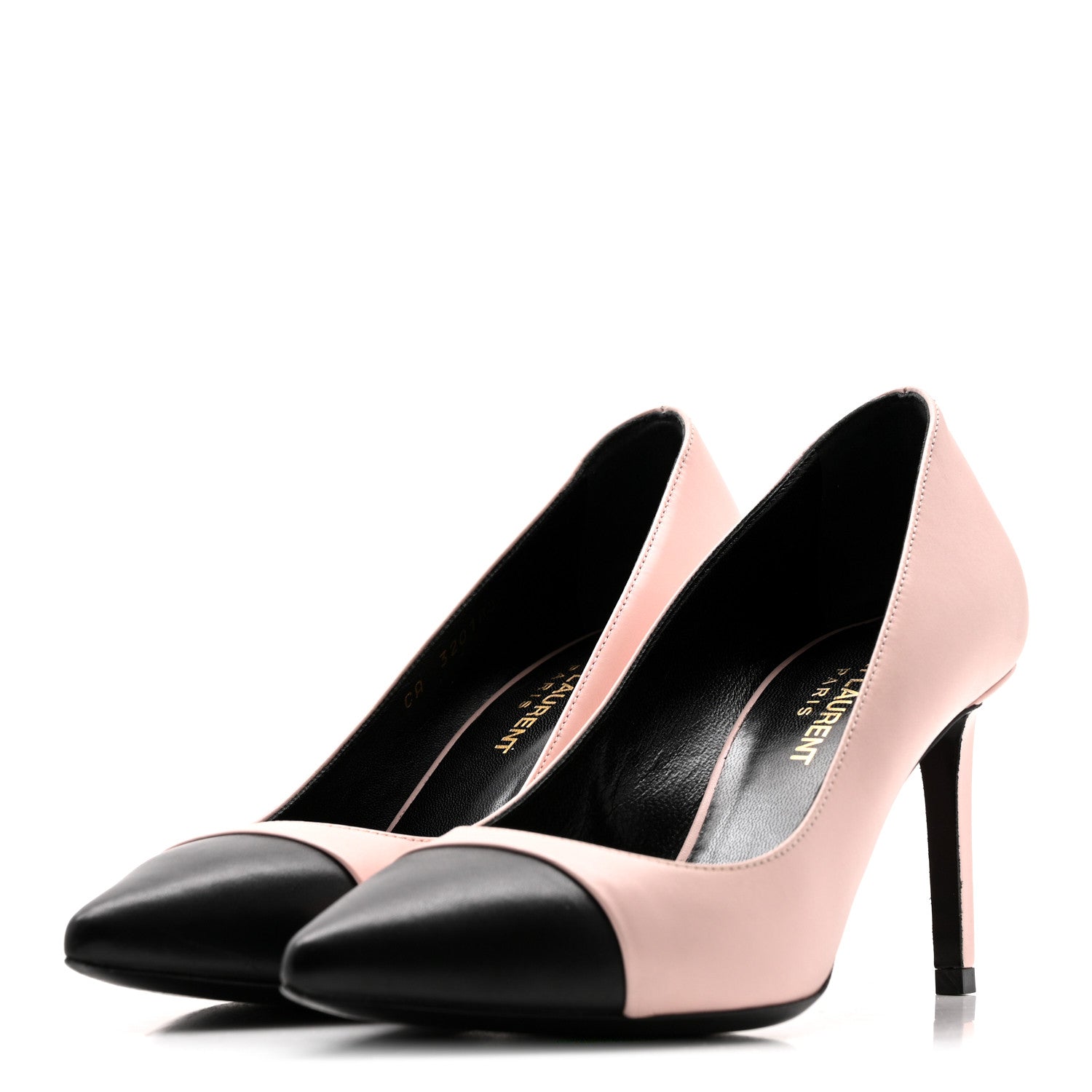 Saint Laurent Calfskin Bi-Color Cap Toe 85 Pumps 36 Rose Pale 4 of 12