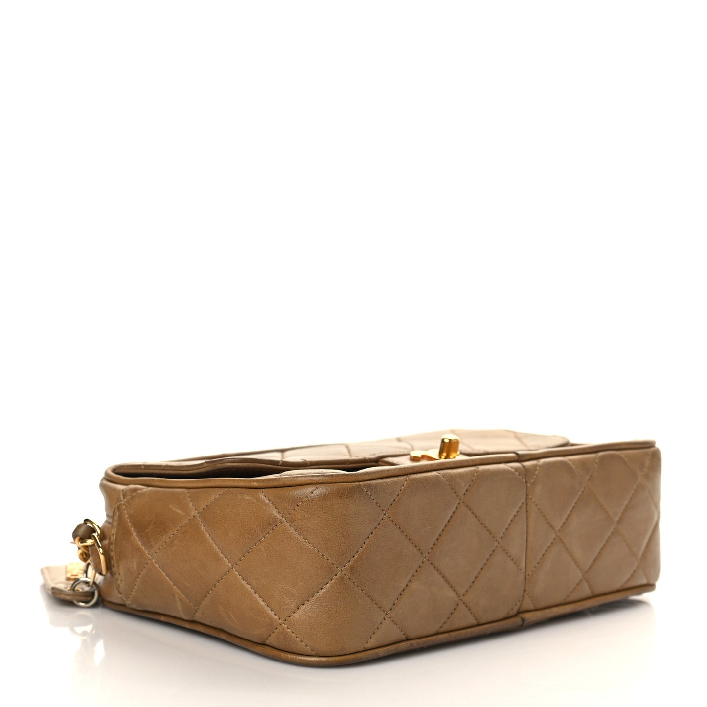 Lambskin Quilted Flap Camera Case Brown