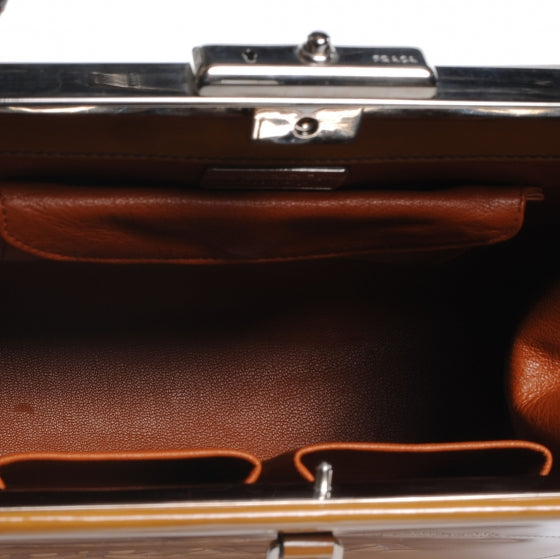 Prada Spazzolato Logo Print Framed Bag Ambra 5 of 8