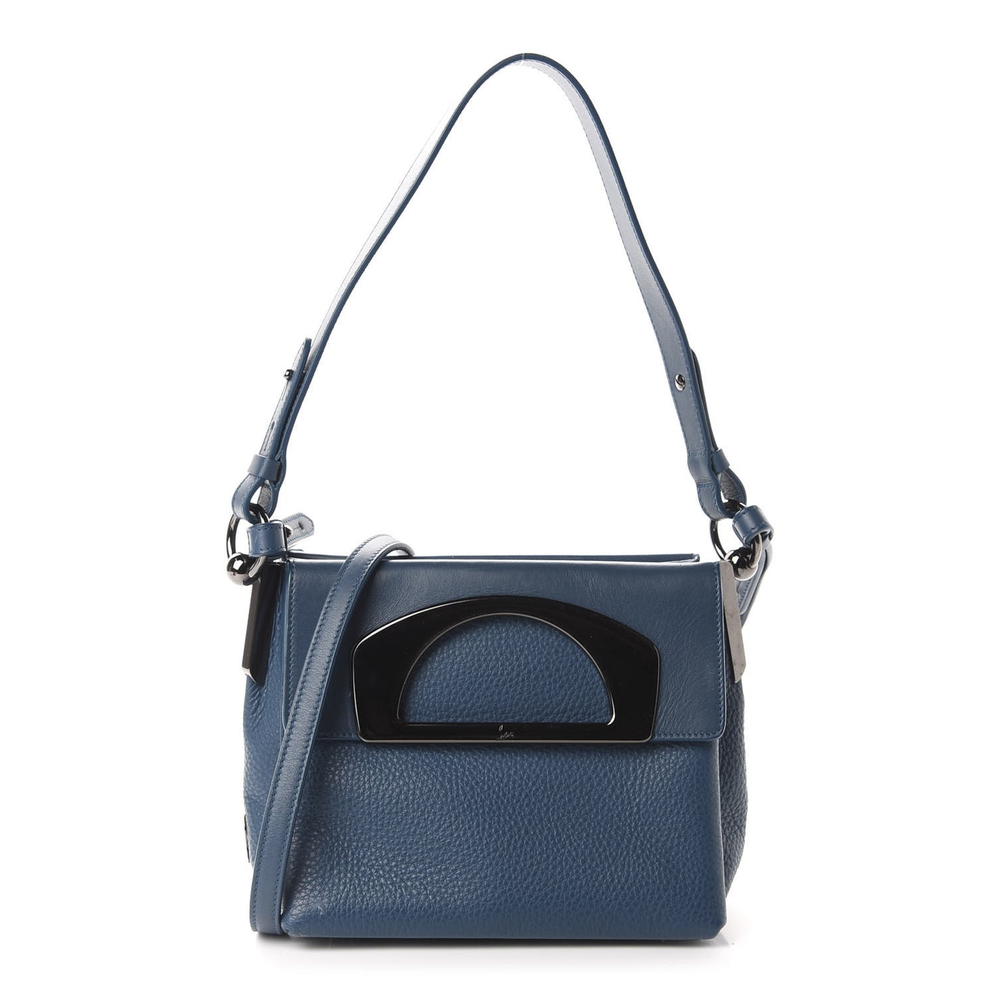 Grained Calfskin Passage Messenger Blue