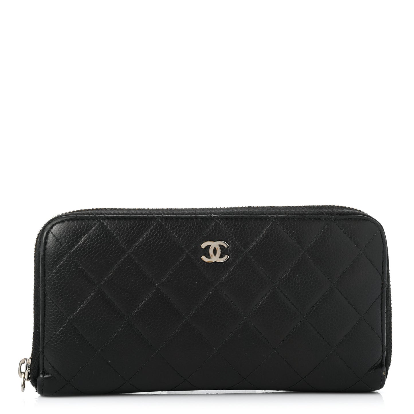 Caviar Quilted Large Gusset Zip Around Wallet Black