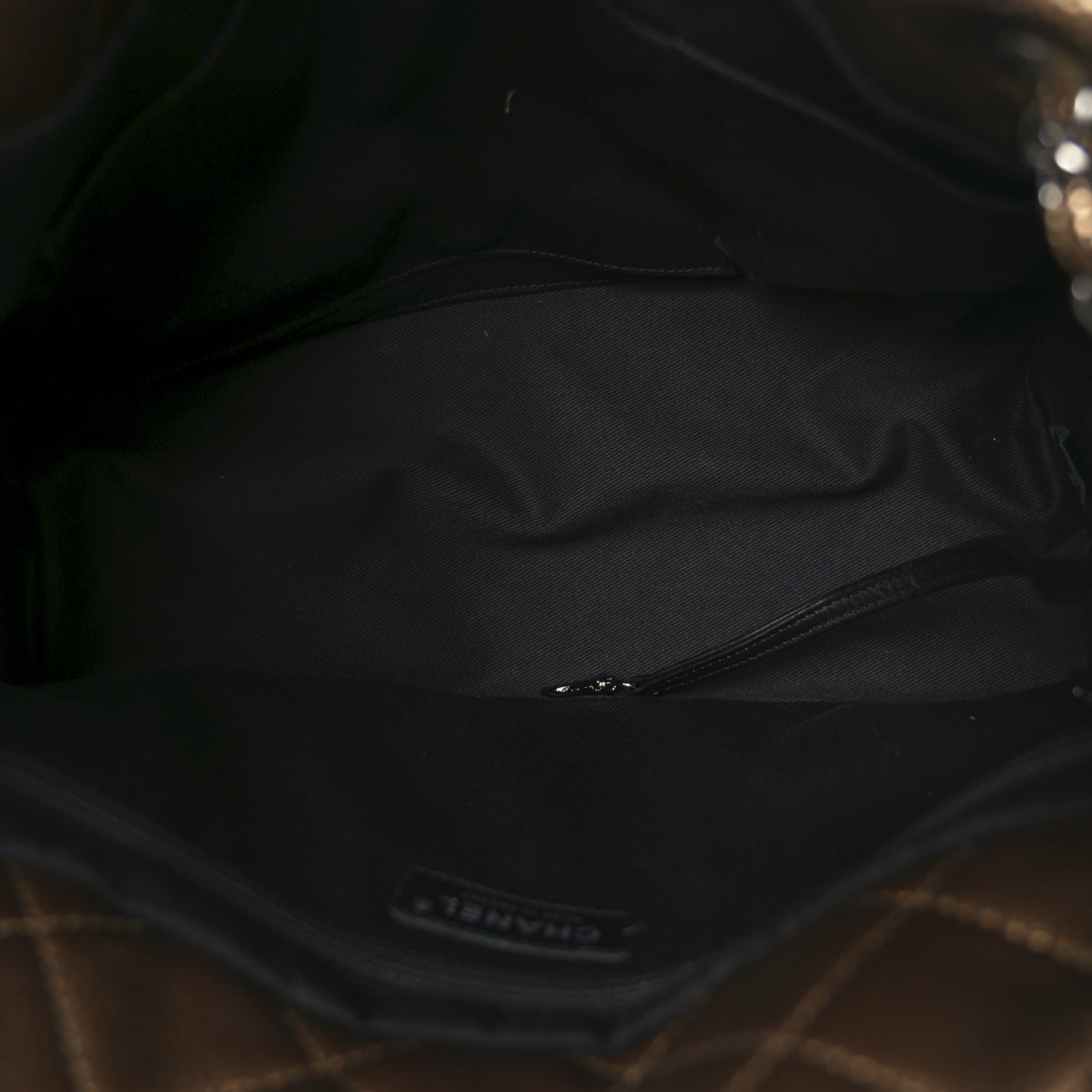 Chanel Metallic Caviar Quilted Large Timeless CC Soft Tote Bronze 5 of 10