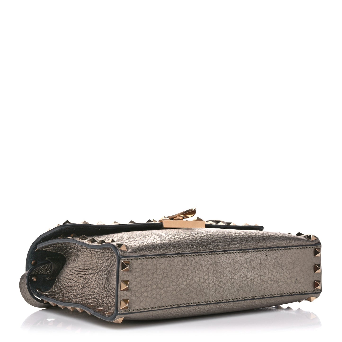 Metallic Pebbled Calfskin Medium Rockstud Flip Lock Crossbody Bag Sasso