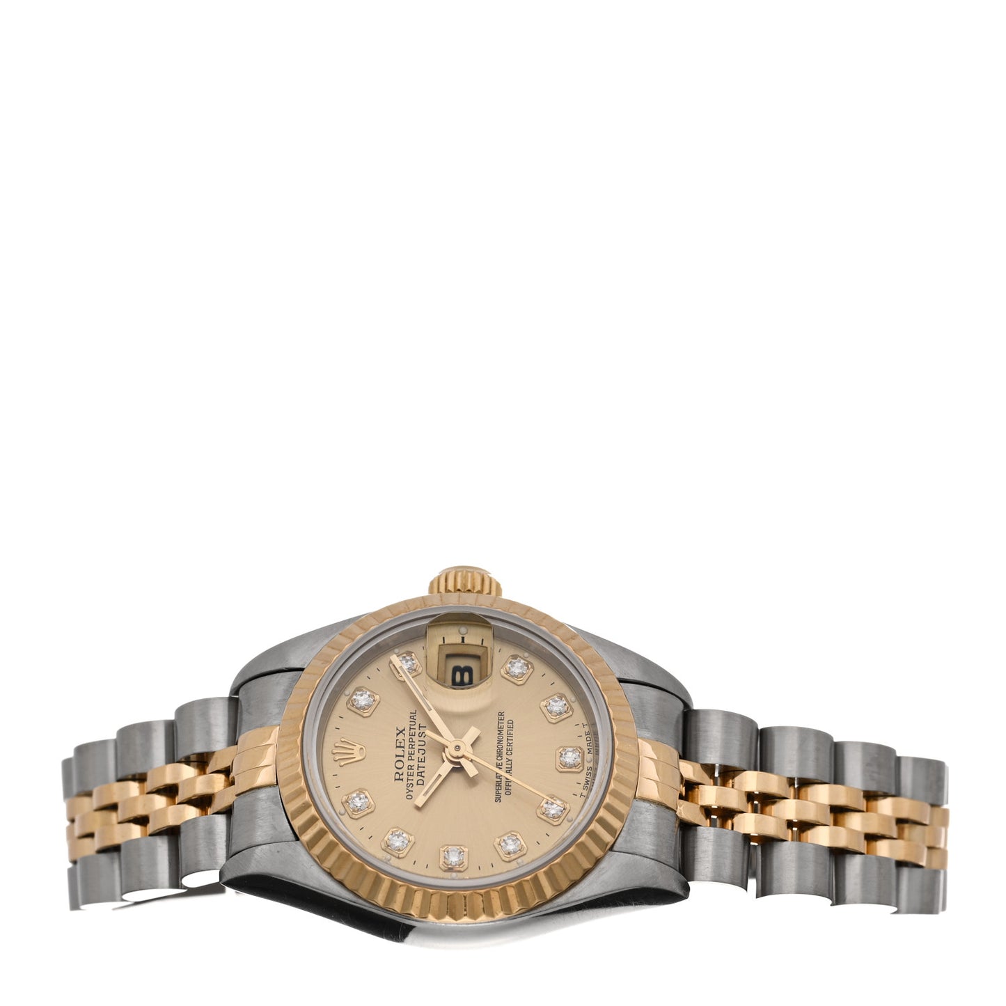 Stainless Steel 18K Yellow Gold Diamond 26mm Oyster Perpetual Datejust Watch Champagne 69173