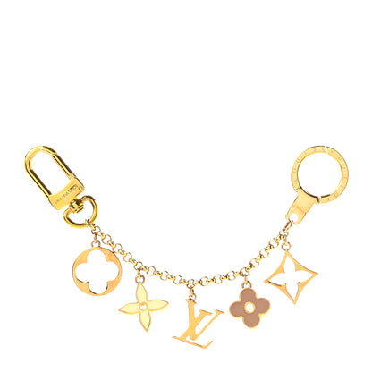 Louis Vuitton Brass Enamel Fleur De Monogram Bag Charm Chain Gold 1 of 6