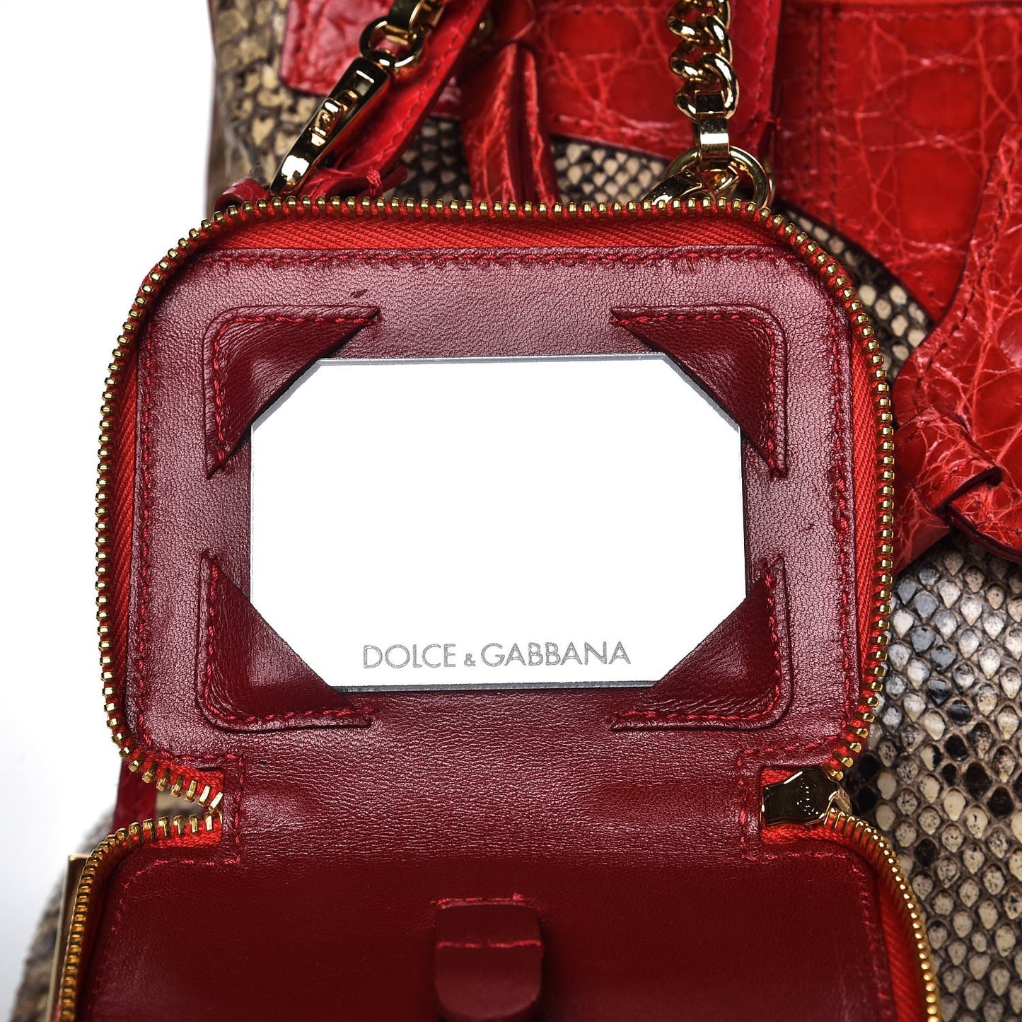 Python Crocodile Tote Naturale Rosso