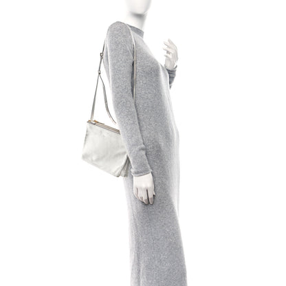 Celine Metallic Lambskin Large Trio Crossbody Bag Silver 2 of 17