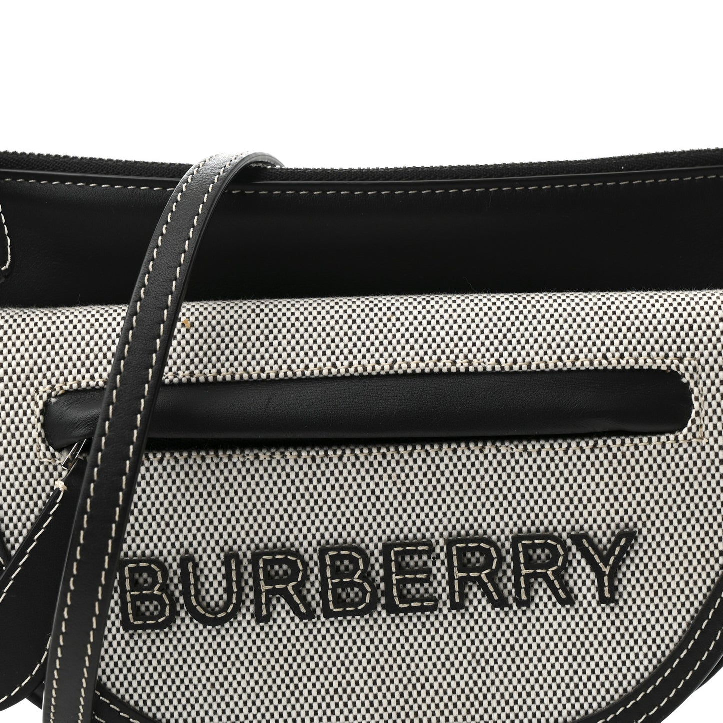 Canvas Horseferry Print Double Olympia Shoulder Bag Black