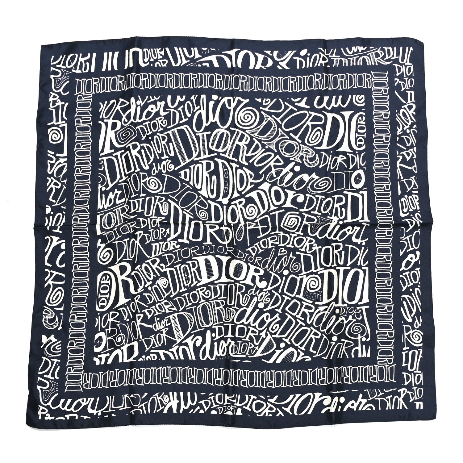 Christian Dior X SHAWN STUSSY Silk Printed Square Scarf Blue White 1 of 3