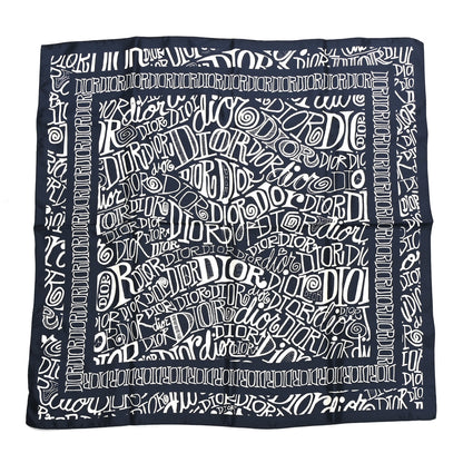 Christian Dior X SHAWN STUSSY Silk Printed Square Scarf Blue White 1 of 3