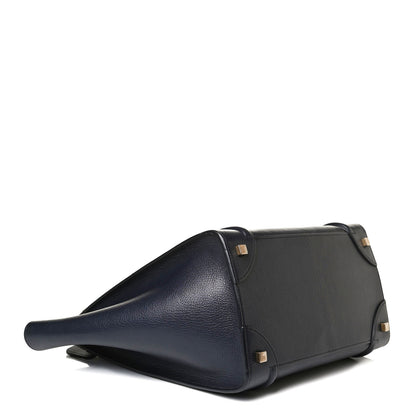 Celine Drummed Calfskin Mini Bi-Color Luggage Navy Black 3 of 10
