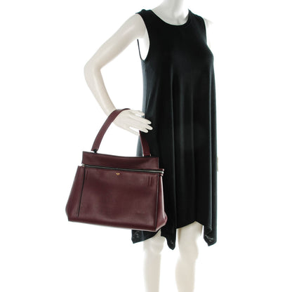 Celine Drummed Calfskin Medium Edge Shoulder Bag Wine 2 of 9